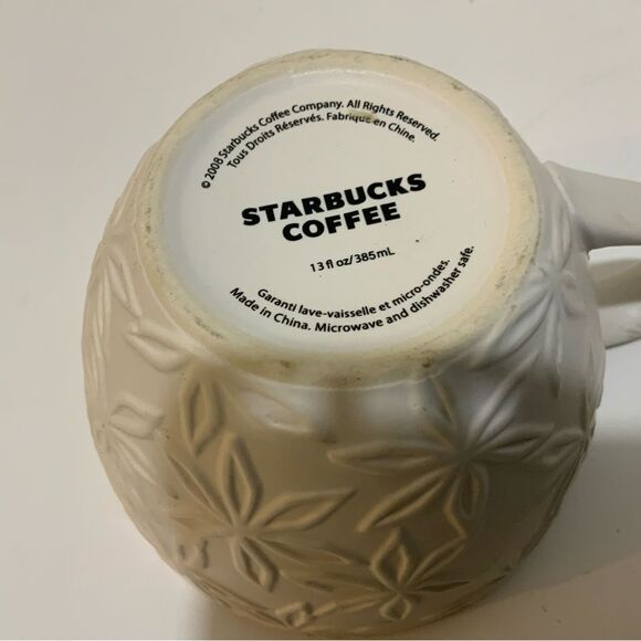 2008 Starbucks~~ Mug/Cup. "Embossed Snowflakes/Flower"~~13 ounce - Picture 6 of 6